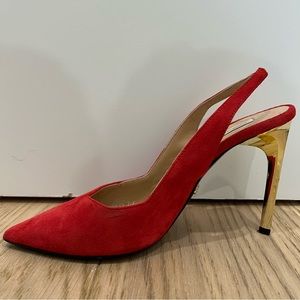 DvF Diane von Furstenberg Slingback Heels in Red Suede Size 7